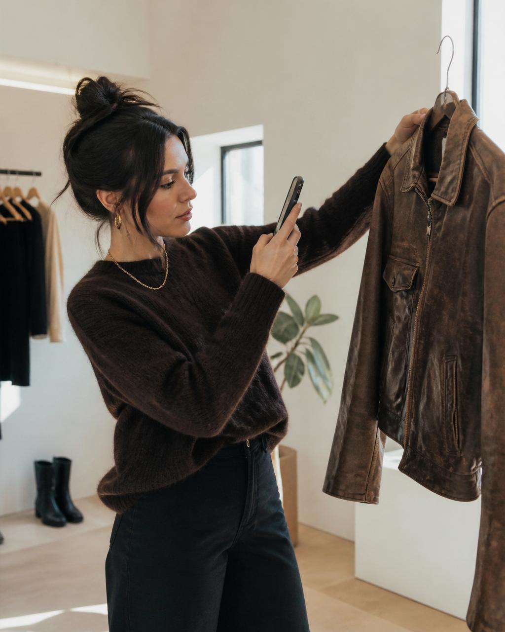 A second-hand jacket photographed in store